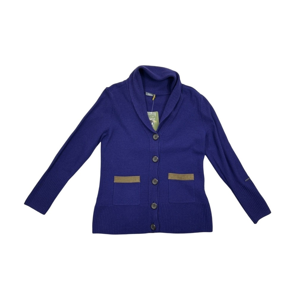 Cabelas‎ Cardigan Sweater Womens Medium Purple Button-Up Lambs Wool NWD